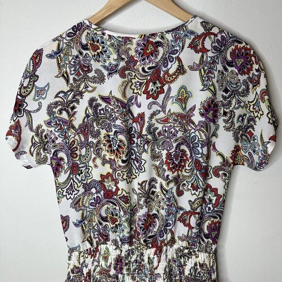 Banana Republic Multicolored Peasant Boho Paisley Tassel Tie Mini Dress Size XS - Picture 16 of 16